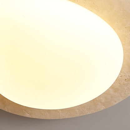 Aurora Stone Ceiling Light | Yellow Travertine | White Shade
