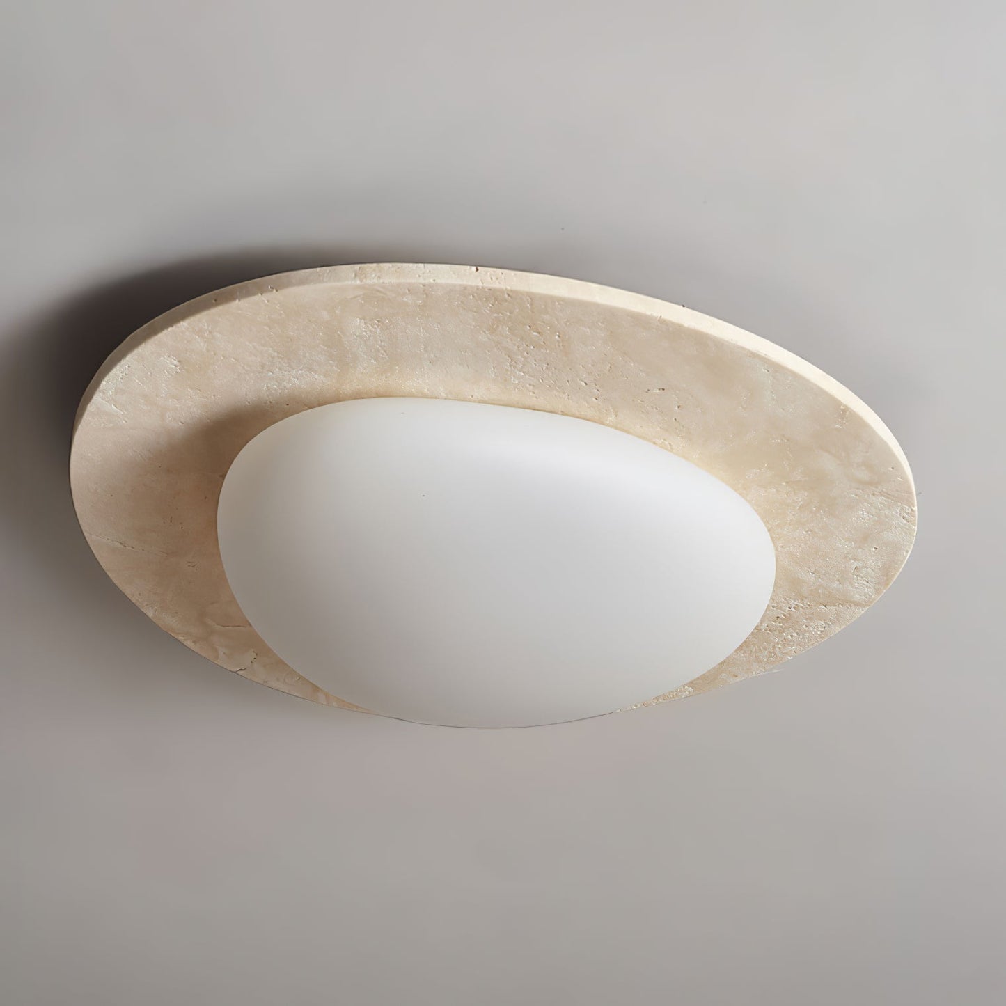 Aurora Stone Ceiling Light | Yellow Travertine | White Shade