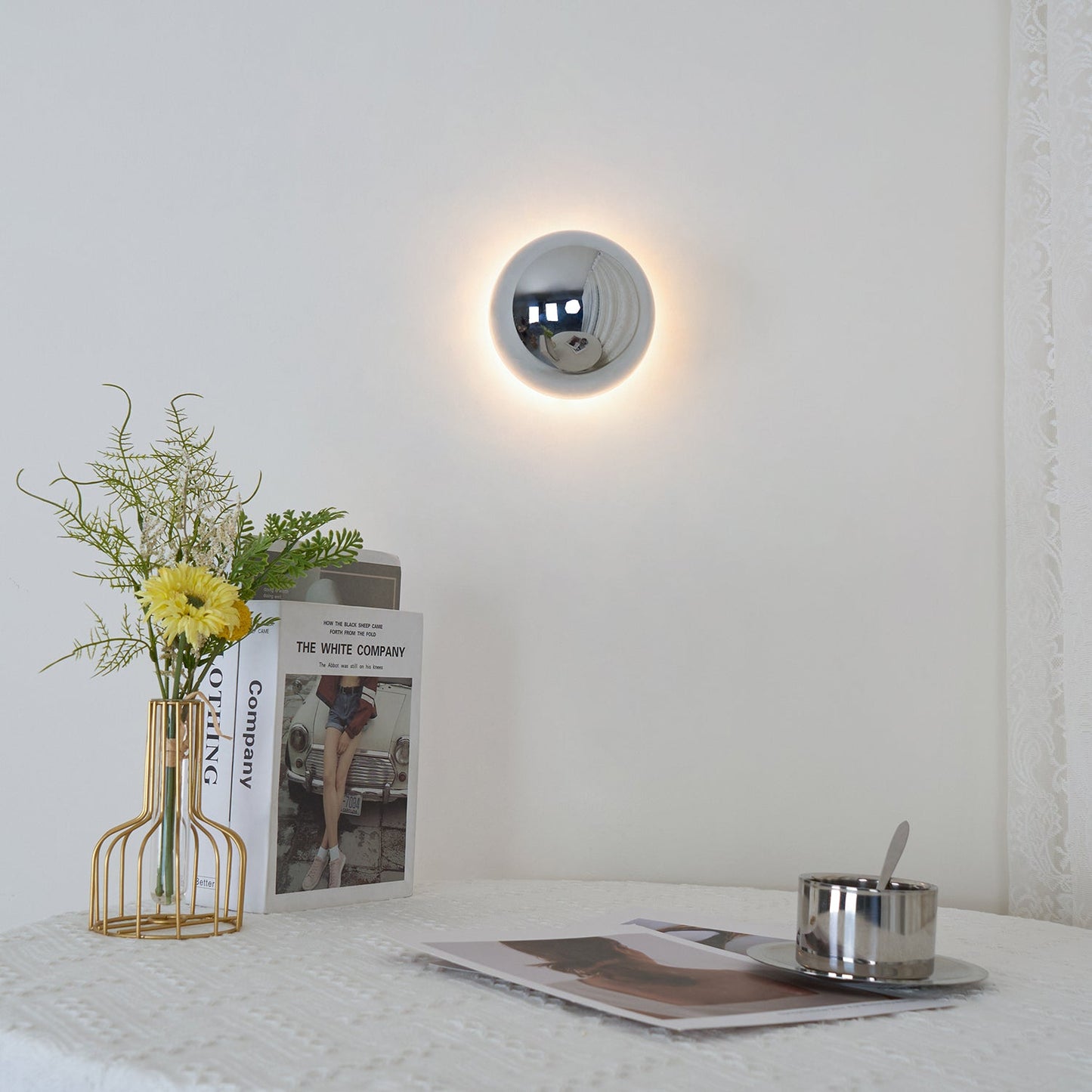 Aurum Sphere Wall Sconce | Glossy Gold Metal | Set of 2