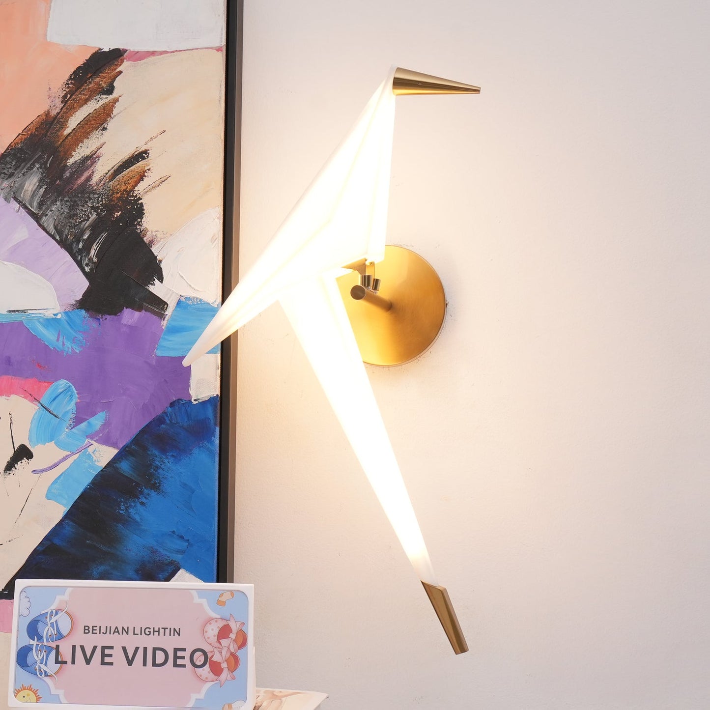 Paper Crane Wall Lamp | Adjustable Metal & PC Design | Set of 2