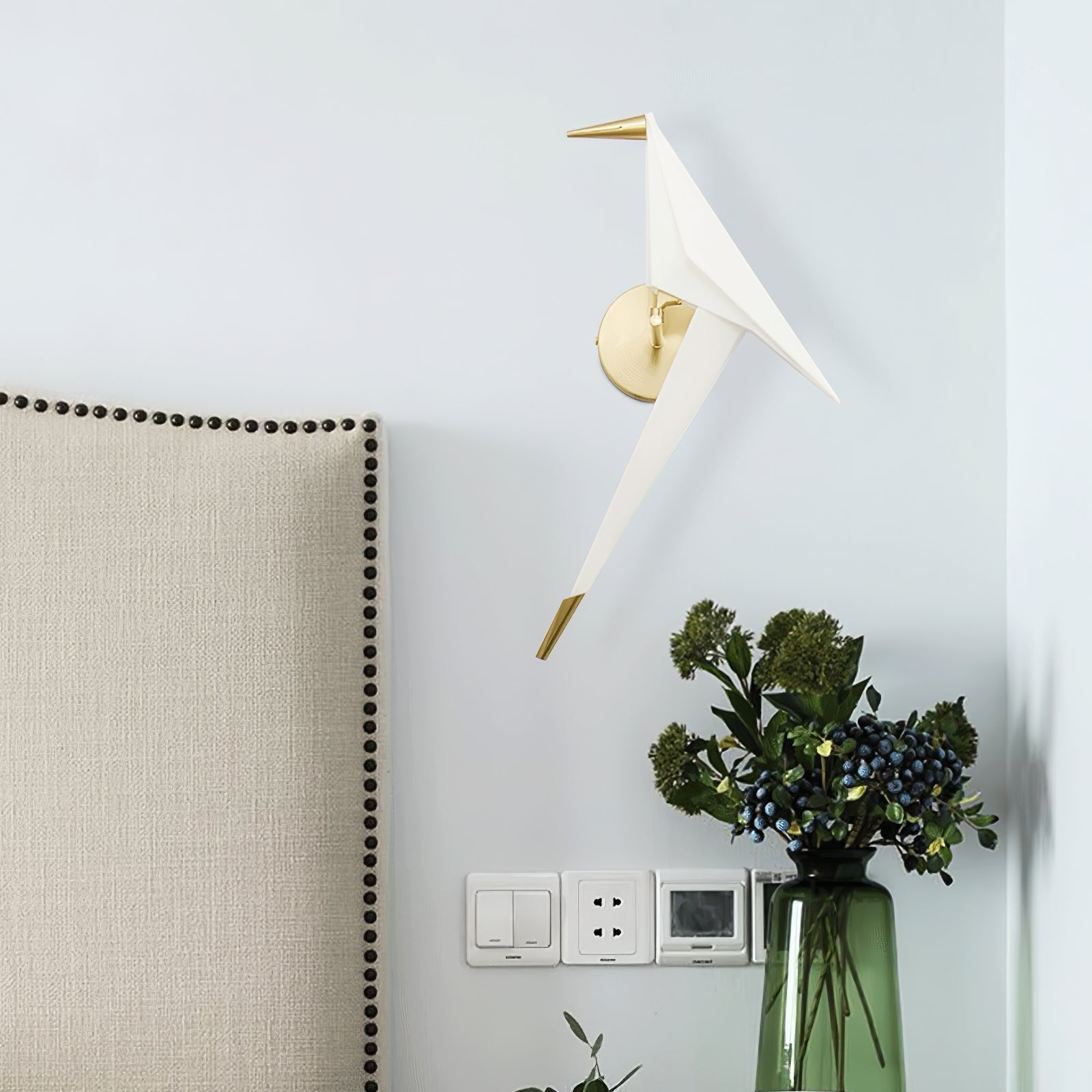 Paper Crane Wall Lamp | Adjustable Metal & PC Design | Set of 2