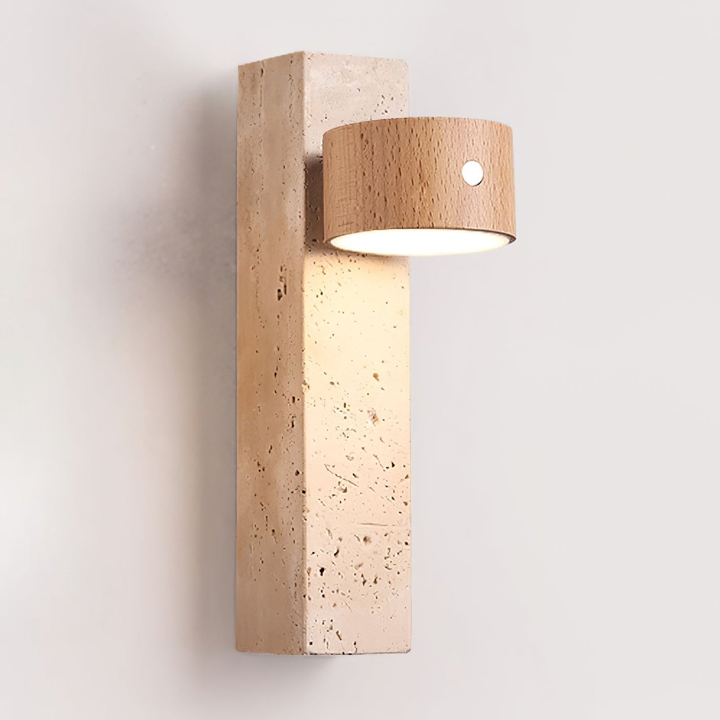 Axis Wood Wall Light | Yellow Travertine, Wood, Acrylic | Dark Walnut, Wood Color, White