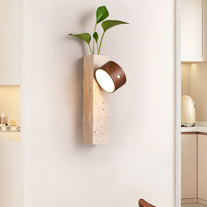 Axis Wood Wall Light | Yellow Travertine, Wood, Acrylic | Dark Walnut, Wood Color, White