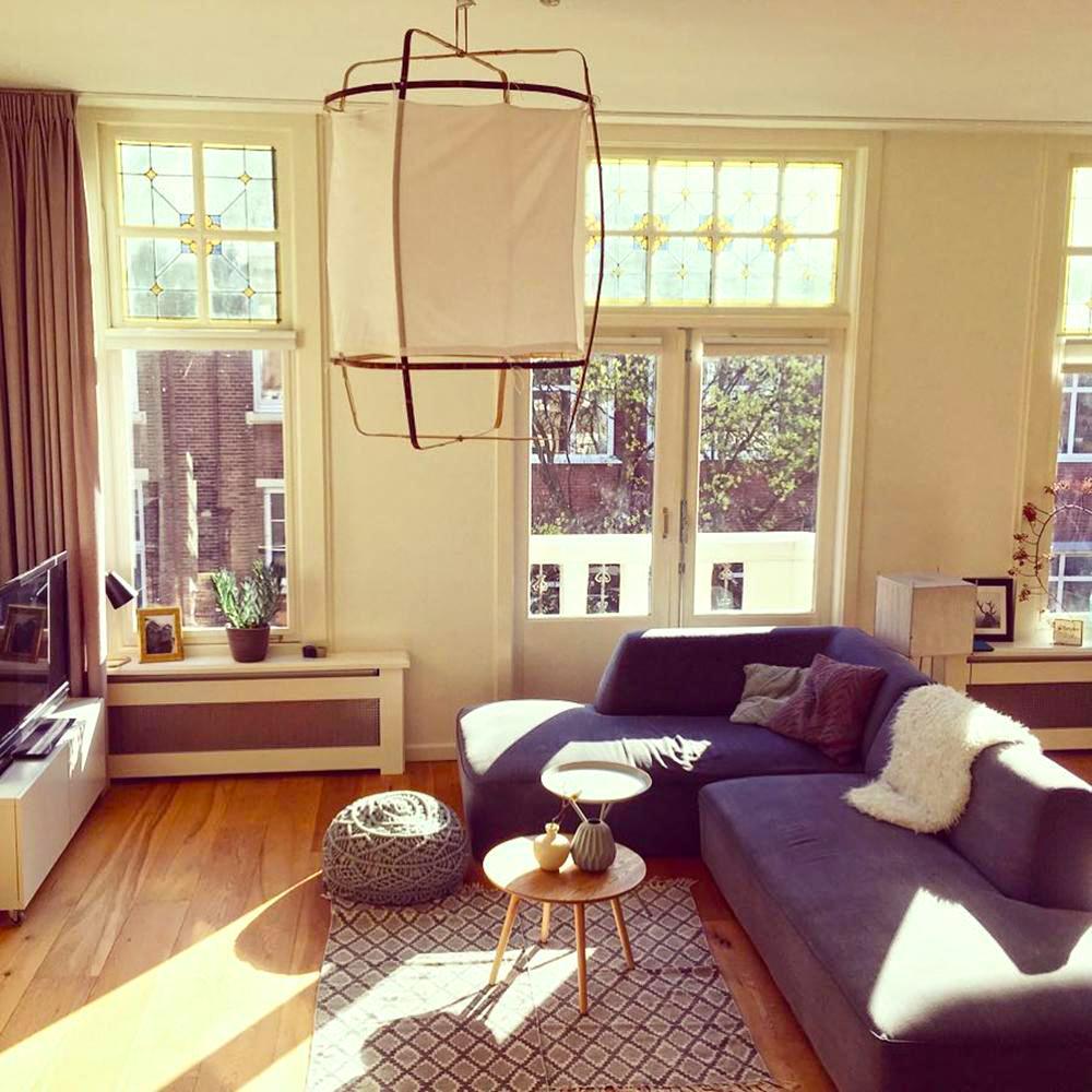 Bamboo Pendant Light | Natural Bamboo & Linen | 40cm Diameter