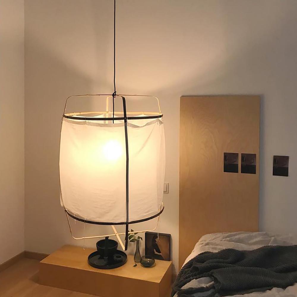 Bamboo Pendant Light | Natural Bamboo & Linen | 40cm Diameter