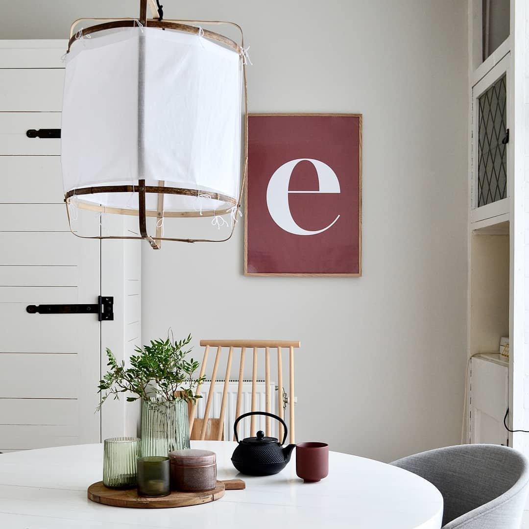 Bamboo Pendant Light | Natural Bamboo & Linen | 40cm Diameter