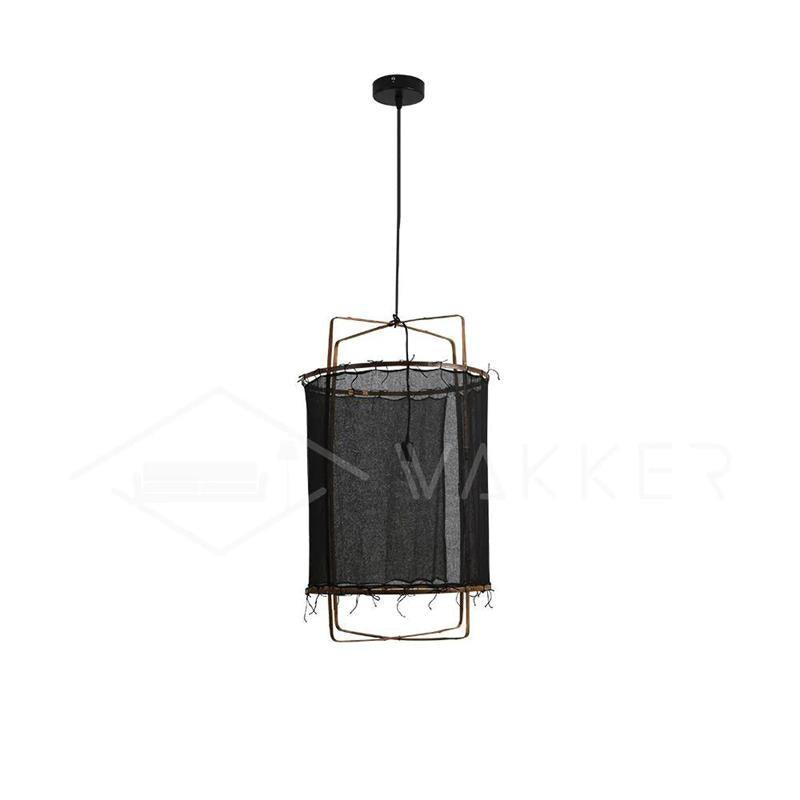 Bamboo Pendant Light | Natural Bamboo & Linen | 40cm Diameter