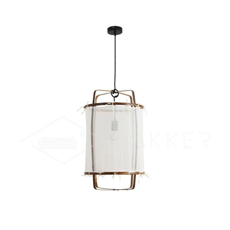Bamboo Pendant Light | Natural Bamboo & Linen | 40cm Diameter