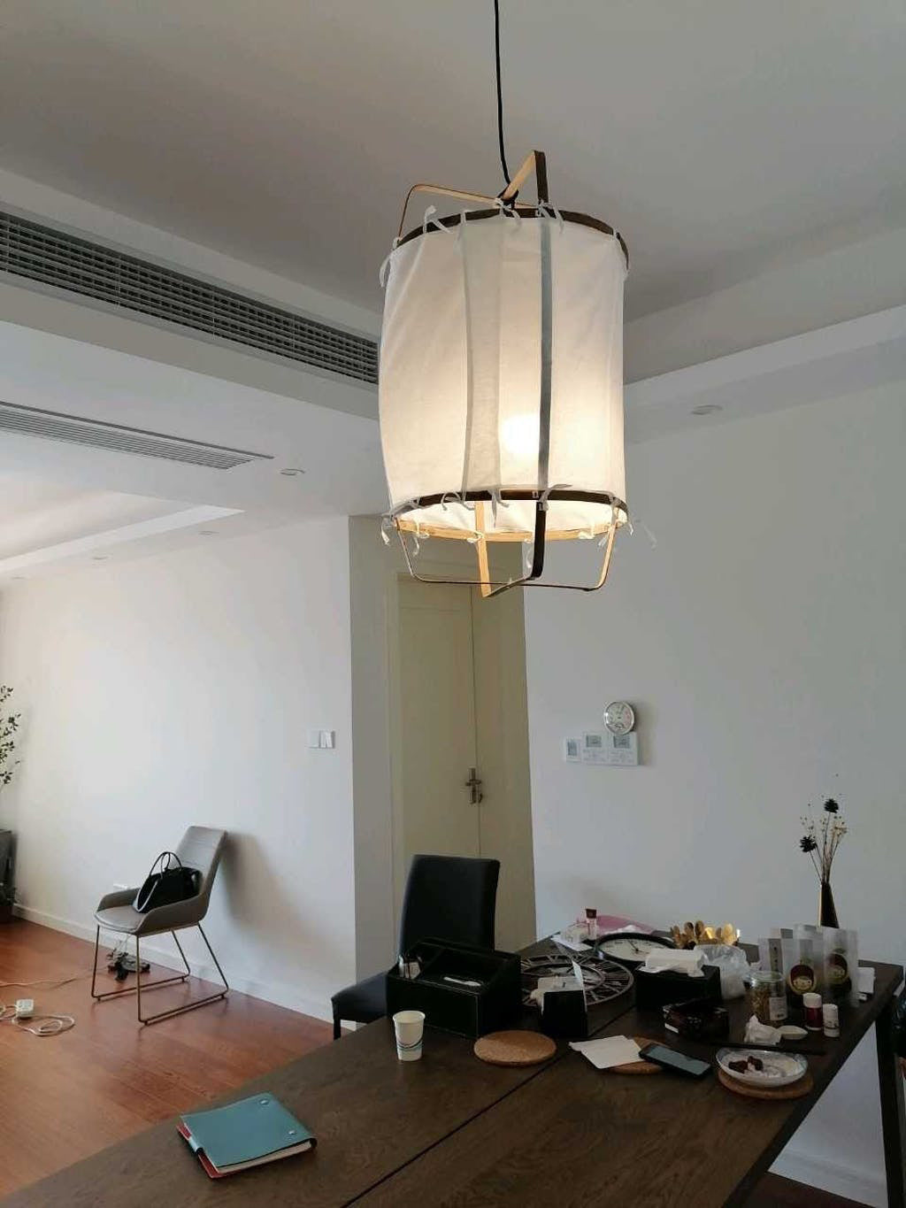 Bamboo Pendant Light | Natural Bamboo & Linen | 40cm Diameter