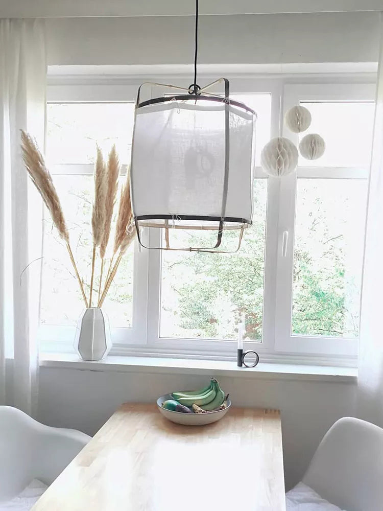 Bamboo Pendant Light | Natural Bamboo & Linen | 40cm Diameter