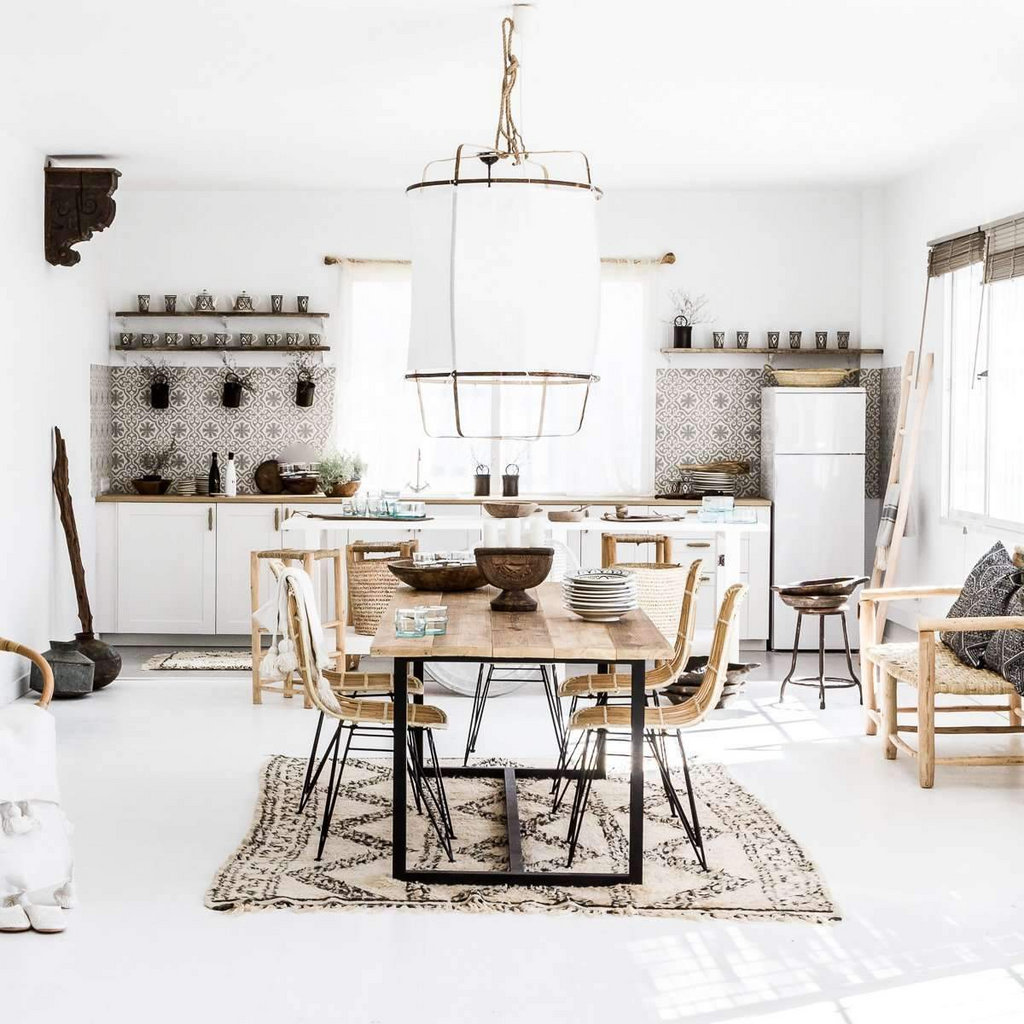 Bamboo Pendant Light | Natural Bamboo & Linen | 40cm Diameter