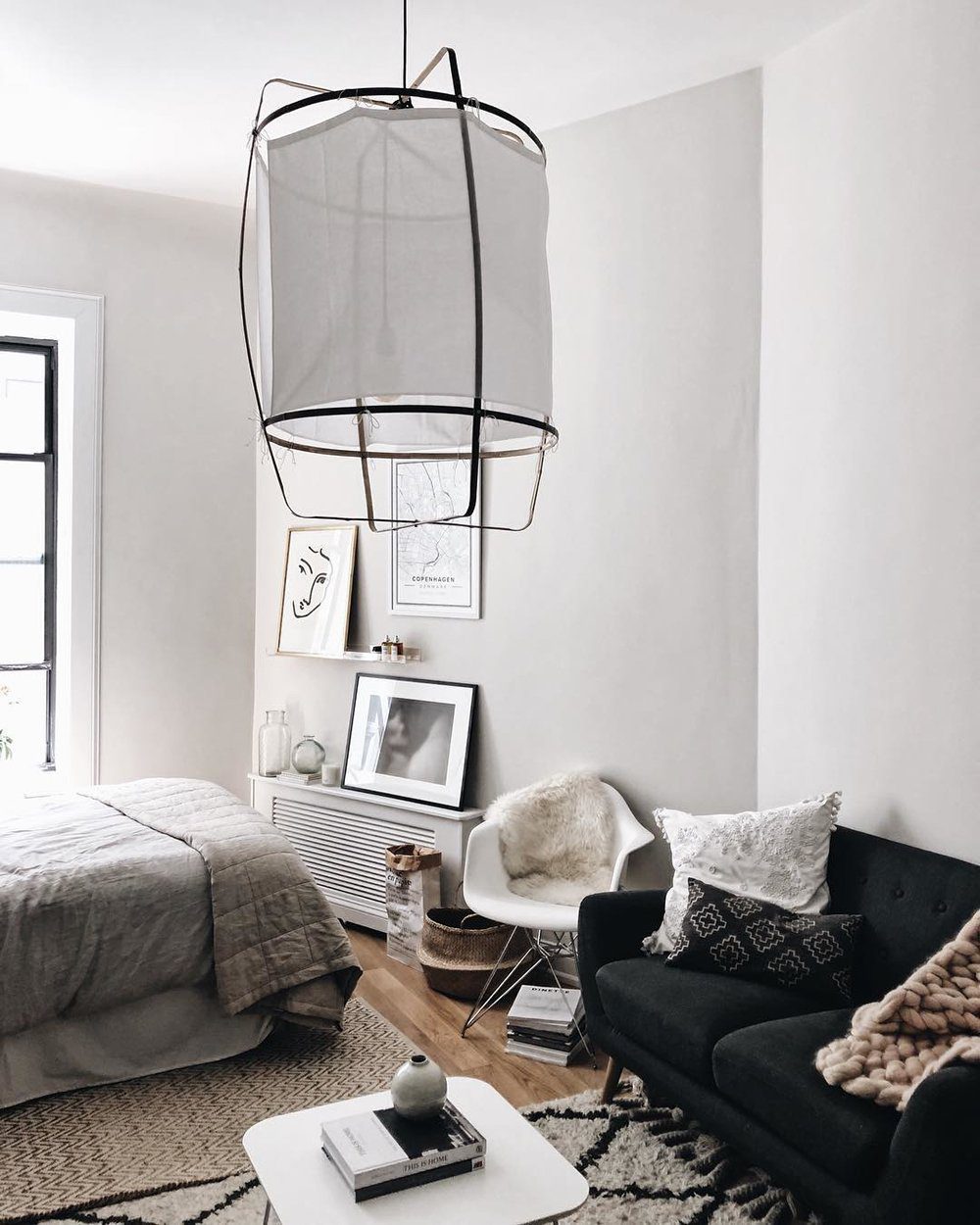 Bamboo Pendant Light | Natural Bamboo & Linen | 40cm Diameter