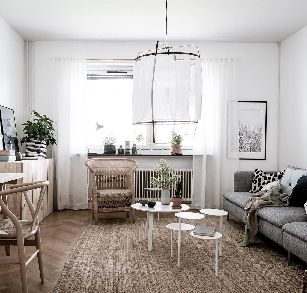 Bamboo Pendant Light | Natural Bamboo & Linen | 40cm Diameter