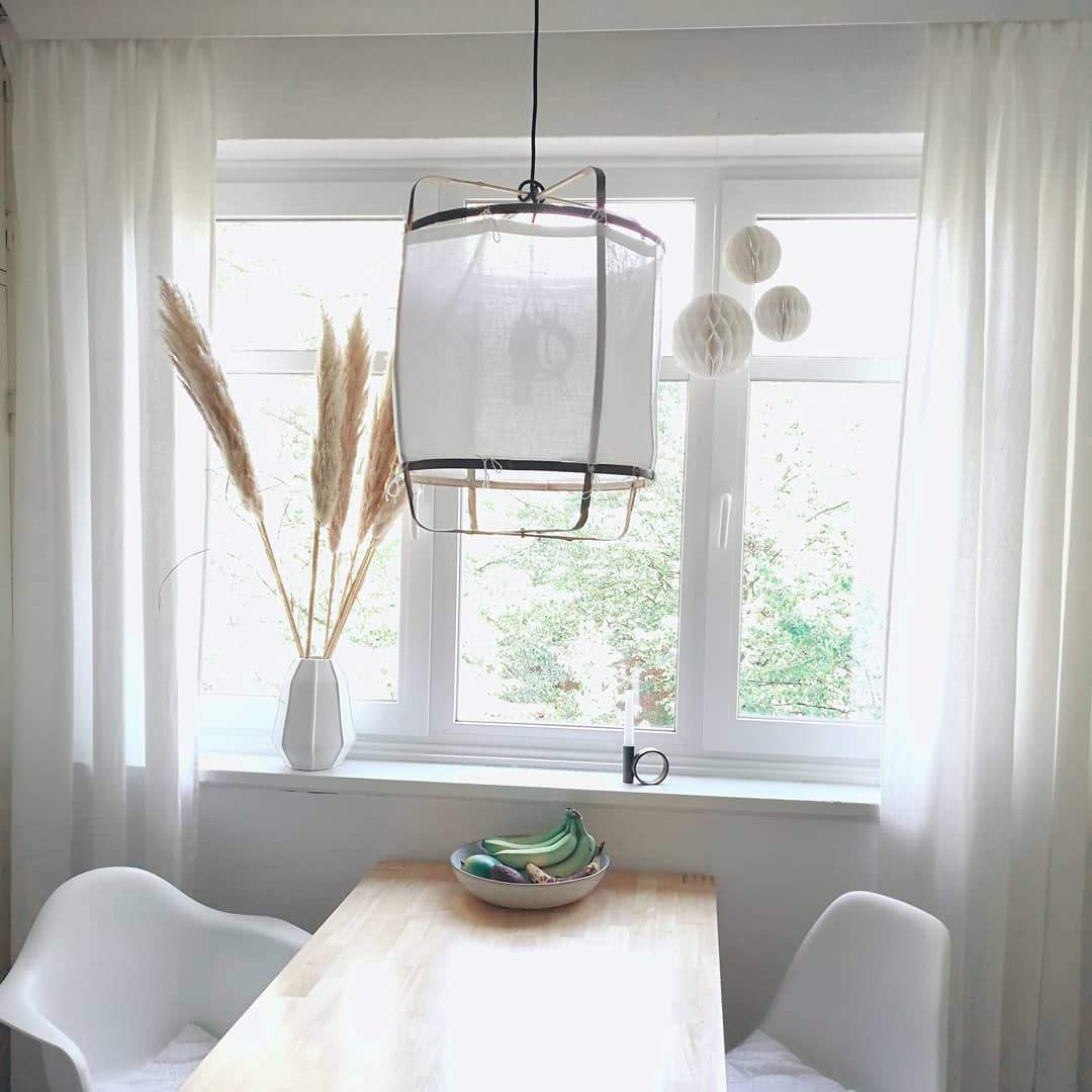 Bamboo Pendant Light | Natural Bamboo & Linen | 40cm Diameter