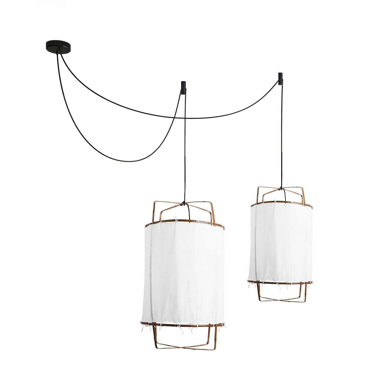 Bamboo Pendant Light | Natural Bamboo & Linen | 40cm Diameter