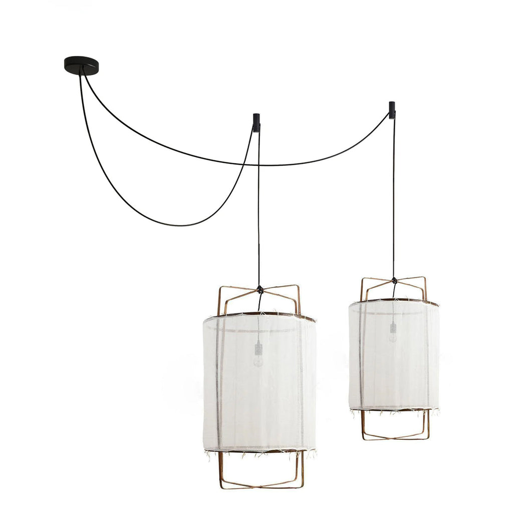 Bamboo Pendant Light | Natural Bamboo & Linen | 40cm Diameter