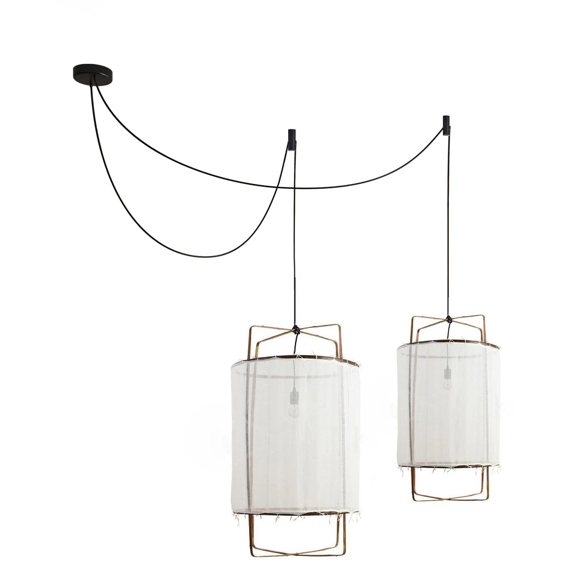 Bamboo Pendant Light | Natural Bamboo & Linen | 40cm Diameter