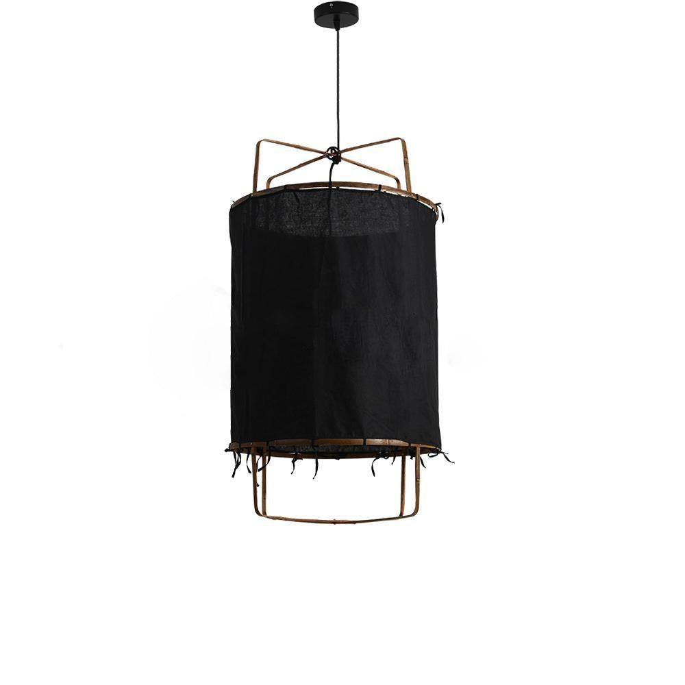 Bamboo Pendant Light | Natural Bamboo & Linen | 40cm Diameter