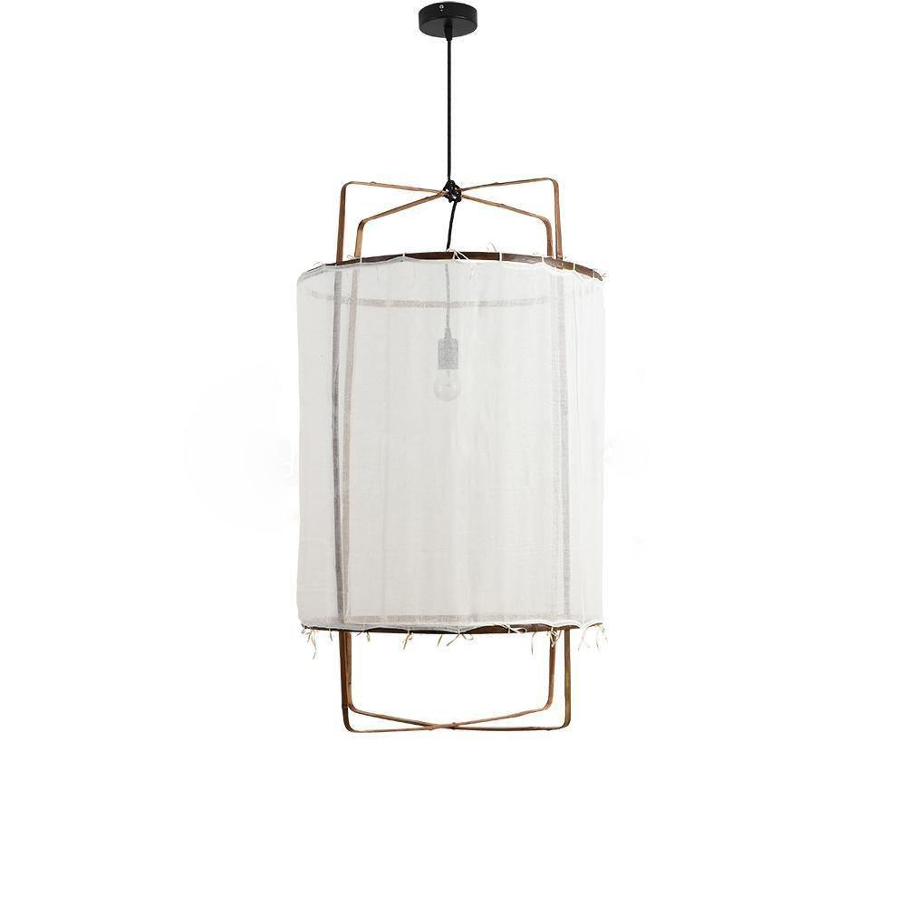 Bamboo Pendant Light | Natural Bamboo & Linen | 40cm Diameter