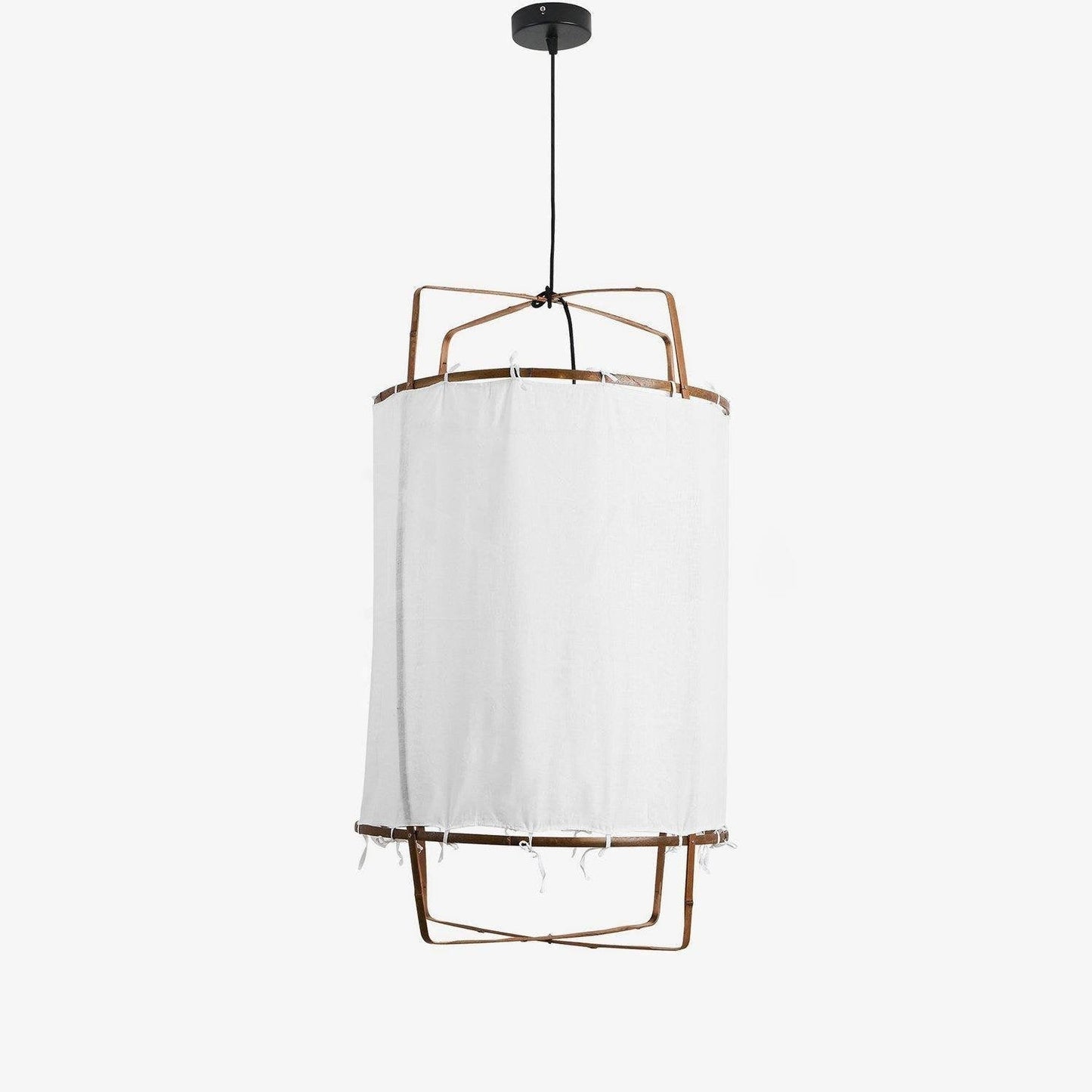 Bamboo Pendant Light | Natural Bamboo & Linen | 40cm Diameter