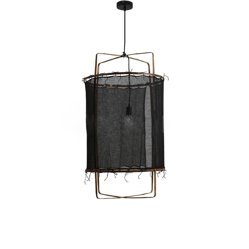 Bamboo Pendant Light | Natural Bamboo & Linen | 40cm Diameter