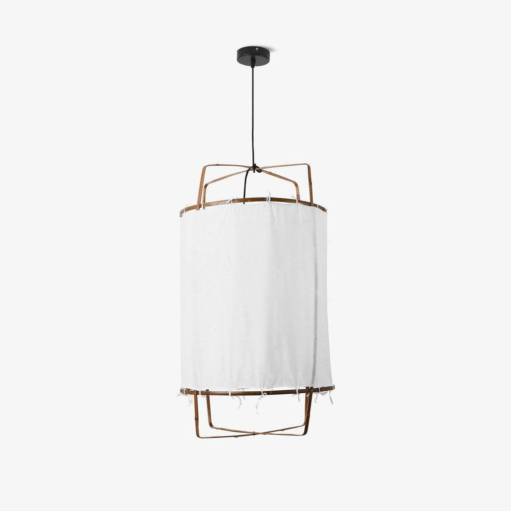Bamboo Pendant Light | Natural Bamboo & Linen | 40cm Diameter