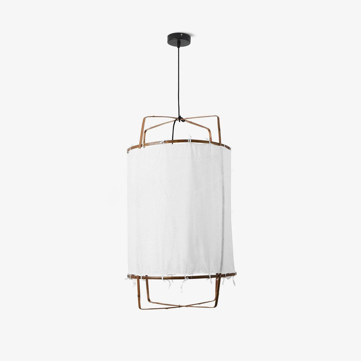 Bamboo Pendant Light | Natural Bamboo & Linen | 40cm Diameter