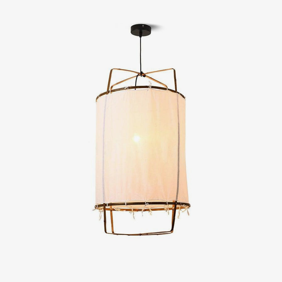 Bamboo Pendant Light | Natural Bamboo & Linen | 40cm Diameter