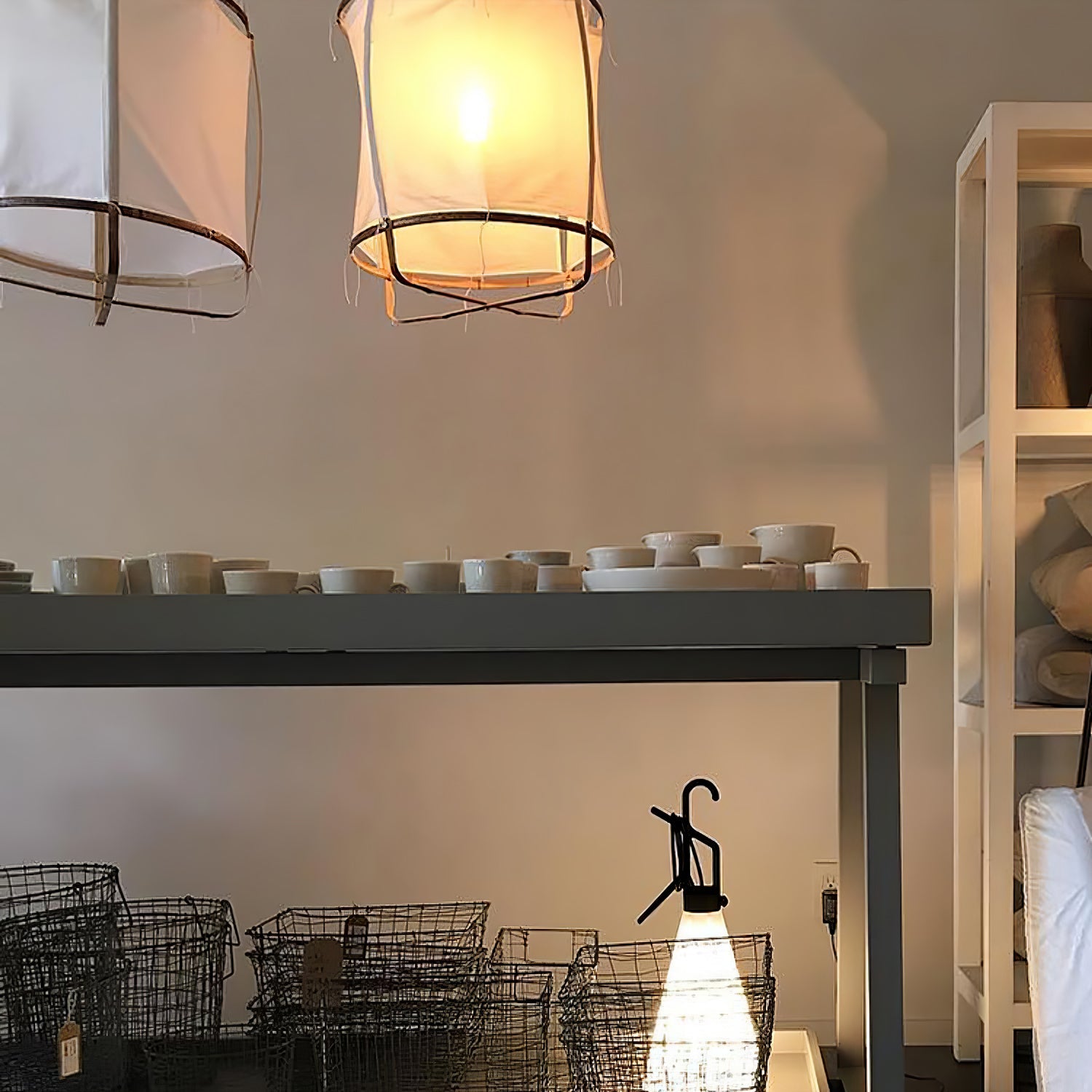 Bamboo Pendant Light | Natural Bamboo & Linen | 40cm Diameter