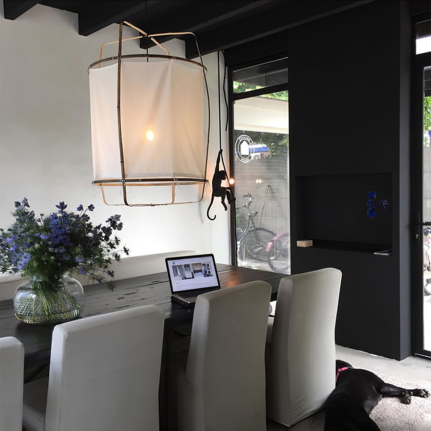 Bamboo Pendant Light | Natural Bamboo & Linen | 40cm Diameter