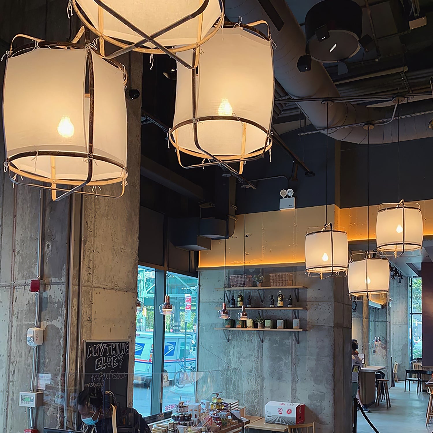 Bamboo Pendant Light | Natural Bamboo & Linen | 40cm Diameter