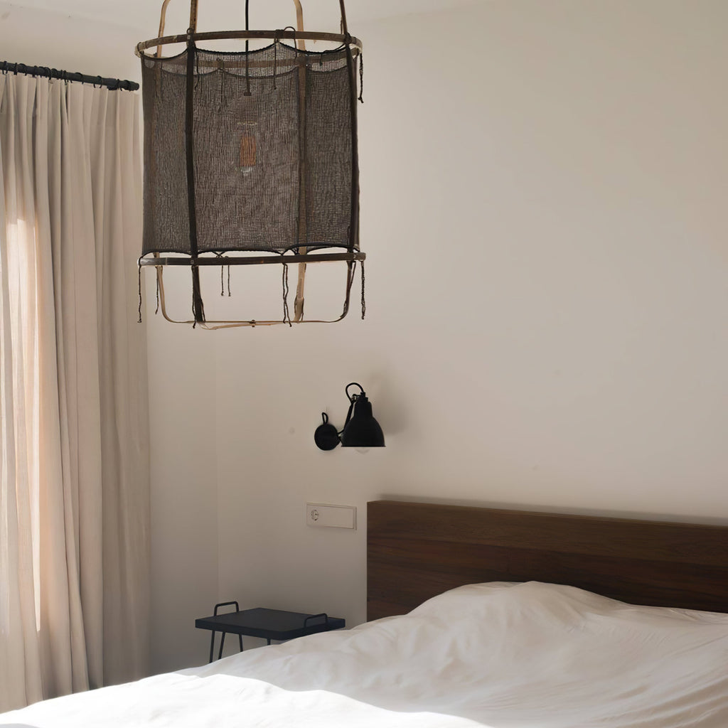 Bamboo Pendant Light | Natural Bamboo & Linen | 40cm Diameter
