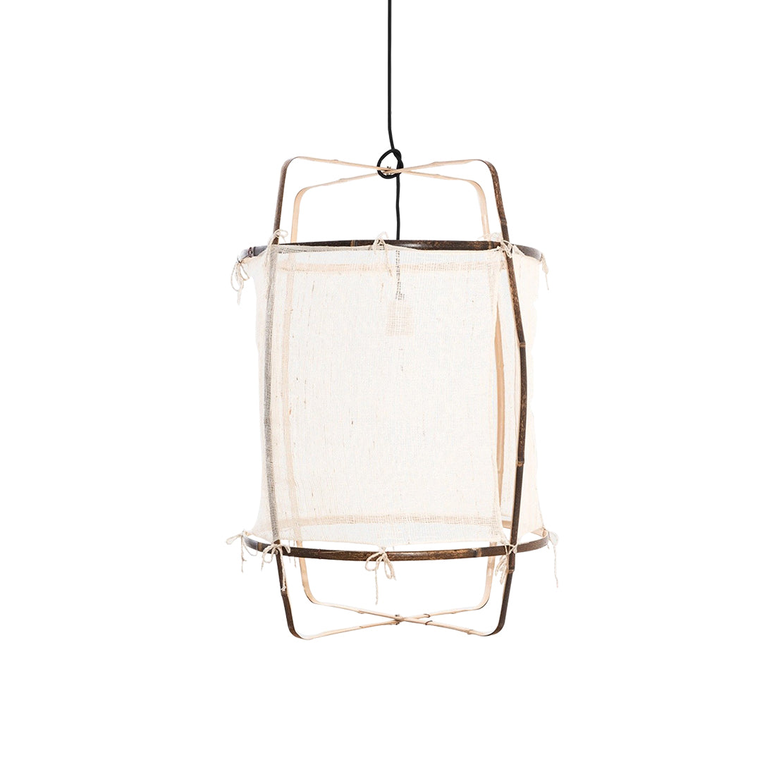 Bamboo Pendant Light | Natural Bamboo & Linen | 40cm Diameter