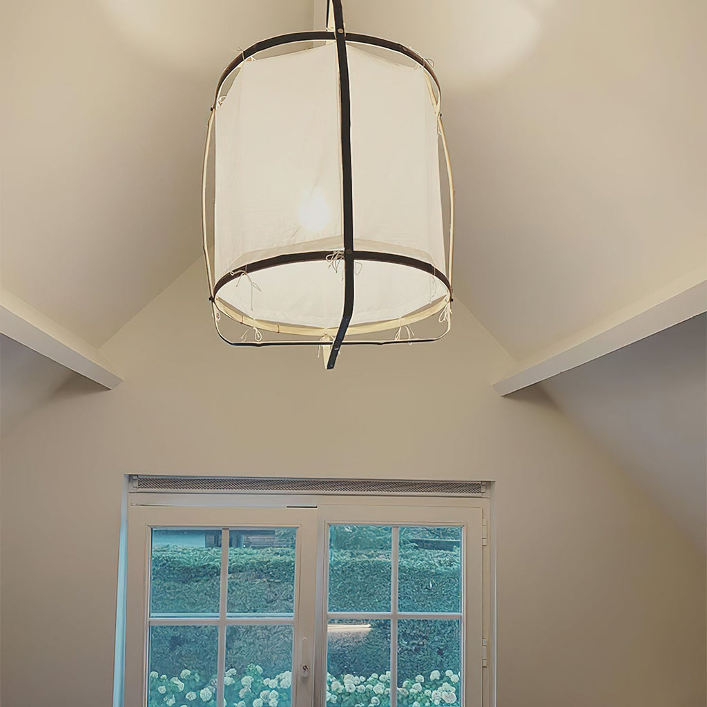 Bamboo Pendant Light | Natural Bamboo & Linen | 40cm Diameter