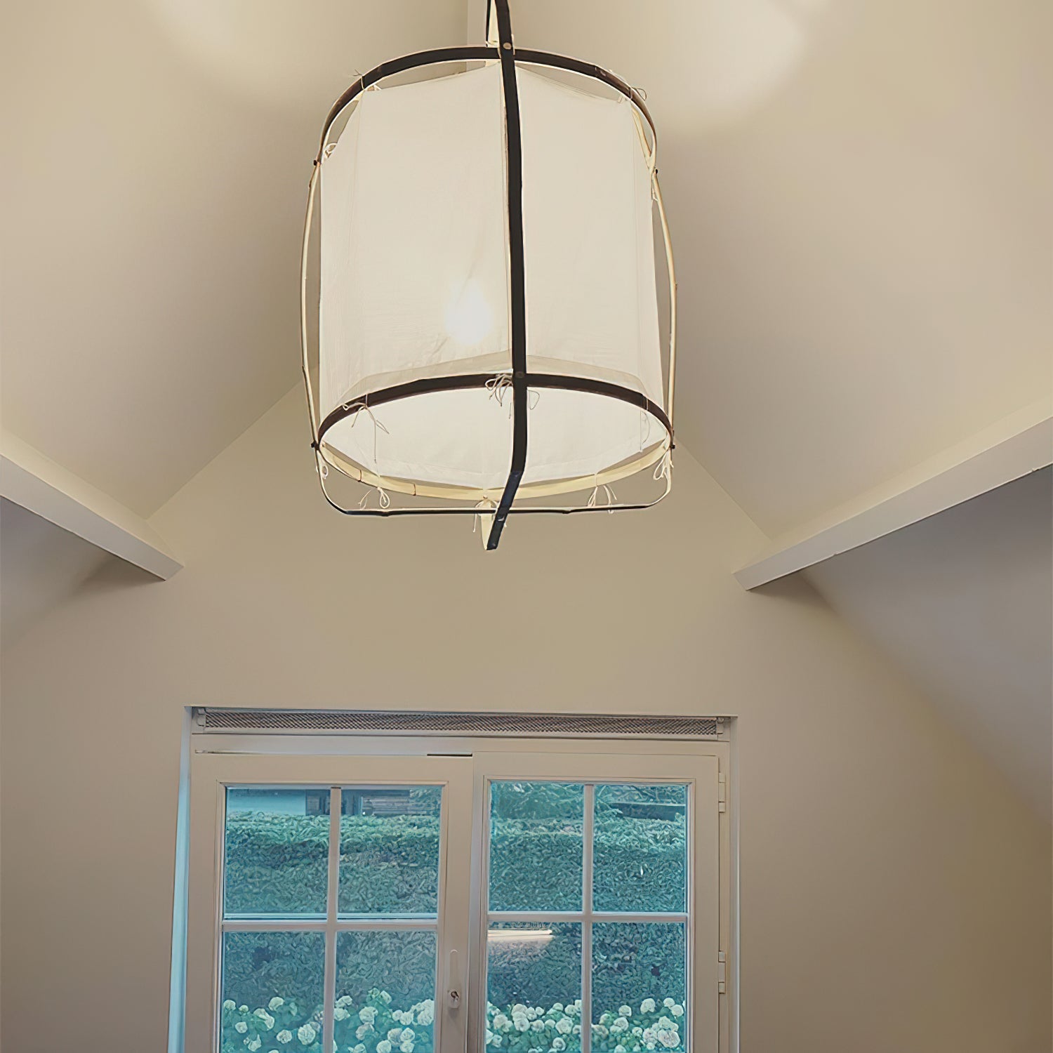 Bamboo Pendant Light | Natural Bamboo & Linen | 40cm Diameter