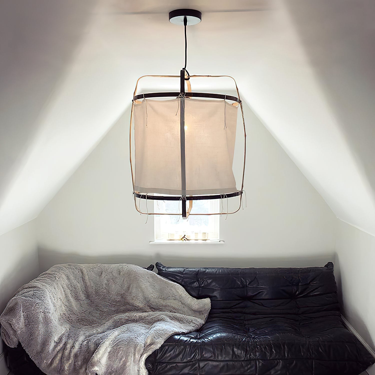 Bamboo Pendant Light | Natural Bamboo & Linen | 40cm Diameter