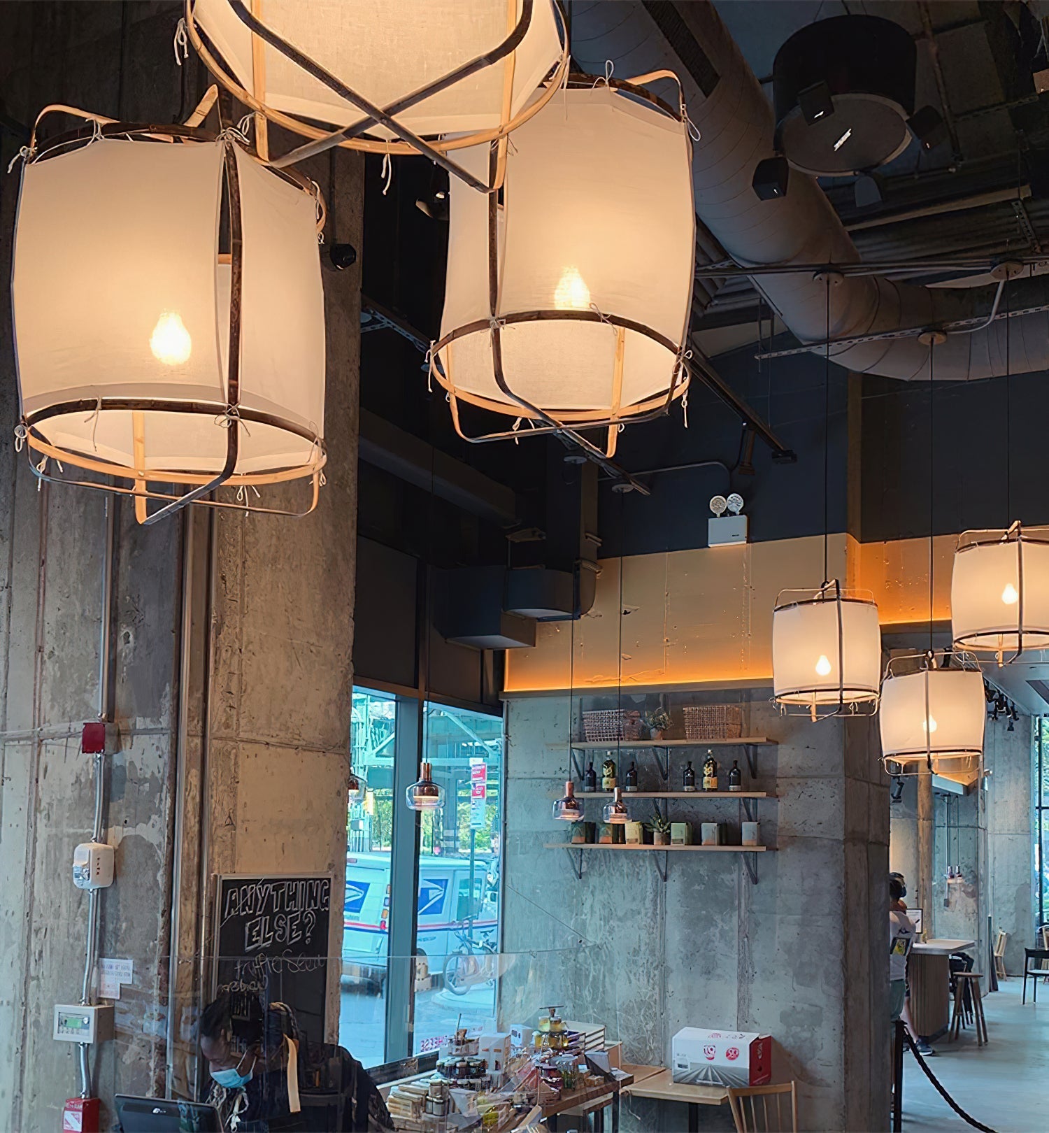 Bamboo Pendant Light | Natural Bamboo & Linen | 40cm Diameter
