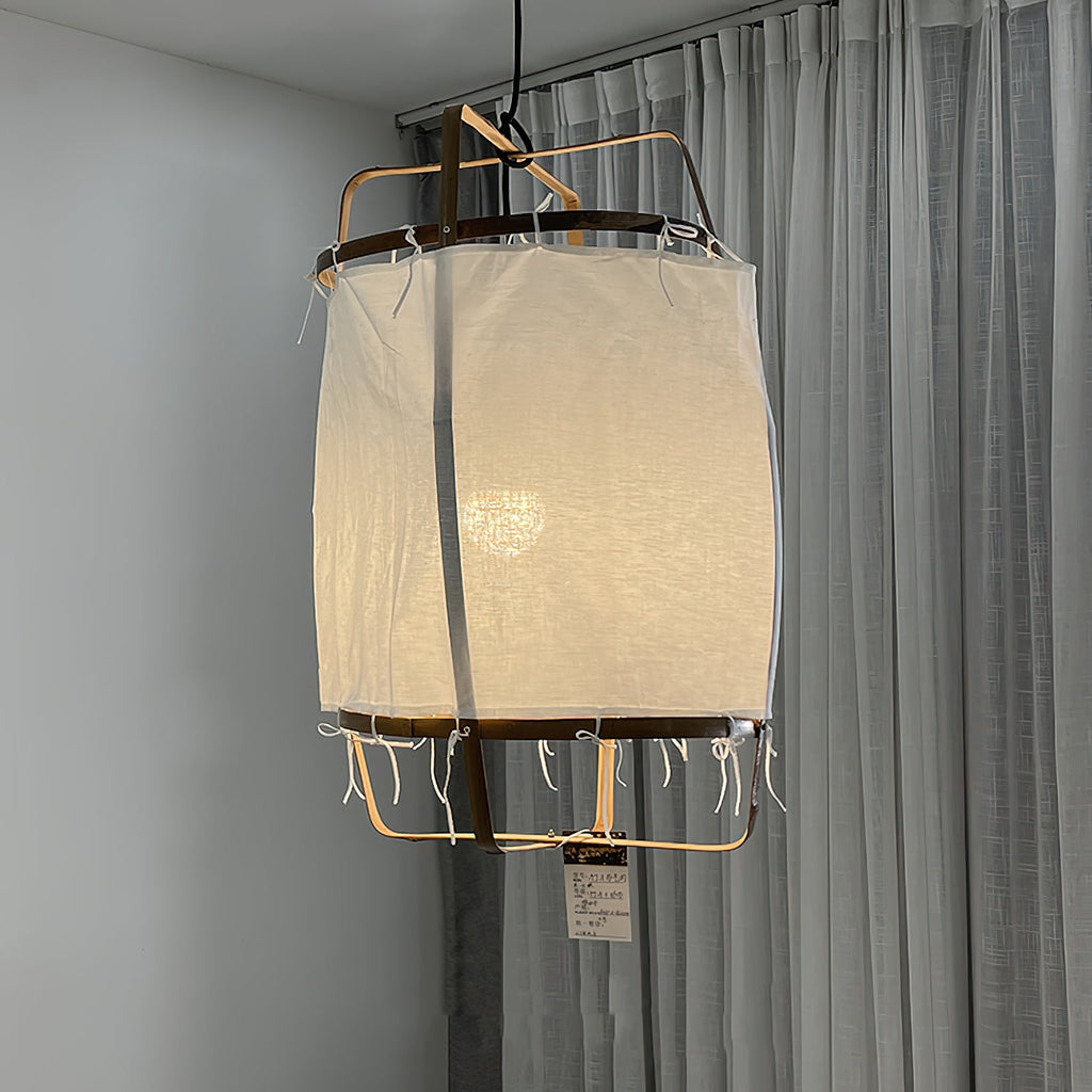 Bamboo Pendant Light | Natural Bamboo & Linen | 40cm Diameter