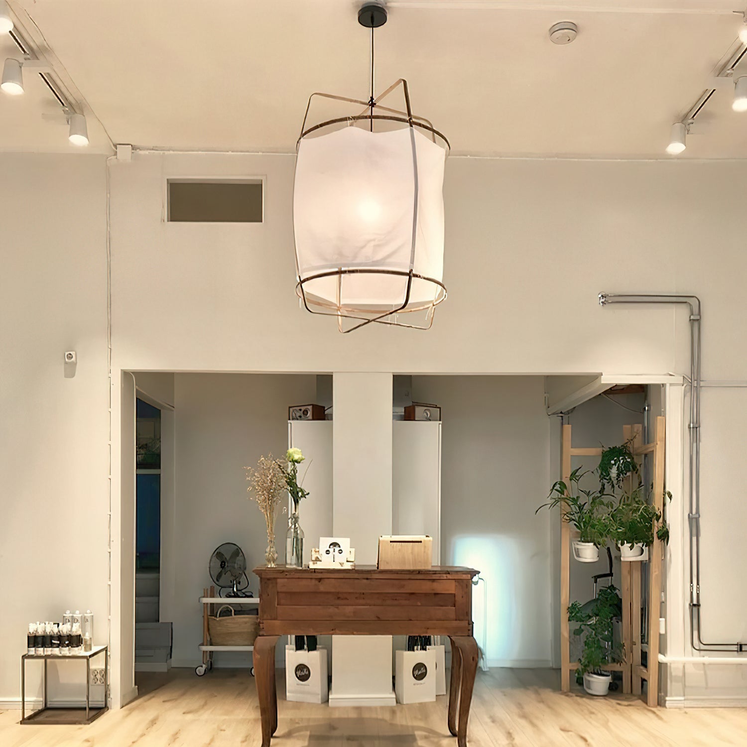 Bamboo Pendant Light | Natural Bamboo & Linen | 40cm Diameter