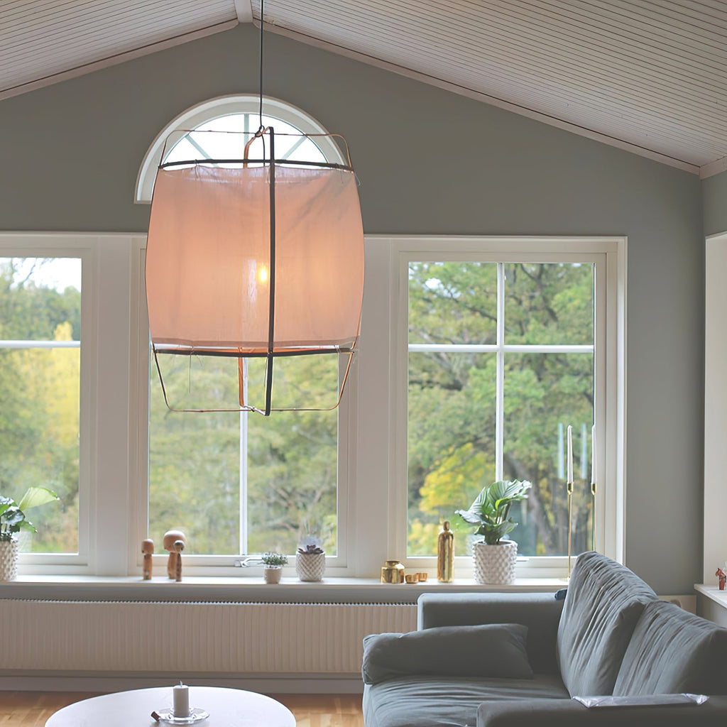 Bamboo Pendant Light | Natural Bamboo & Linen | 40cm Diameter