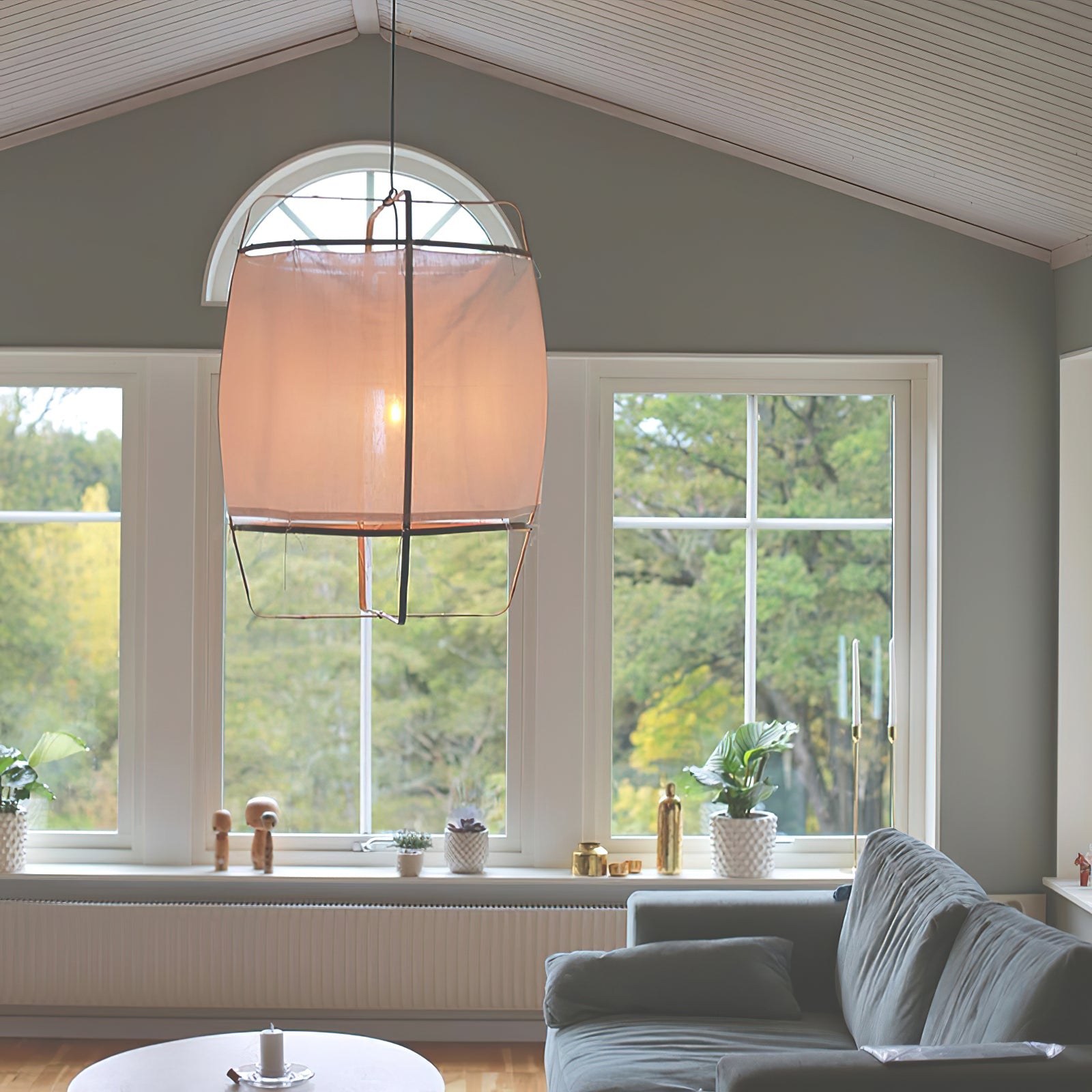 Bamboo Pendant Light | Natural Bamboo & Linen | 40cm Diameter