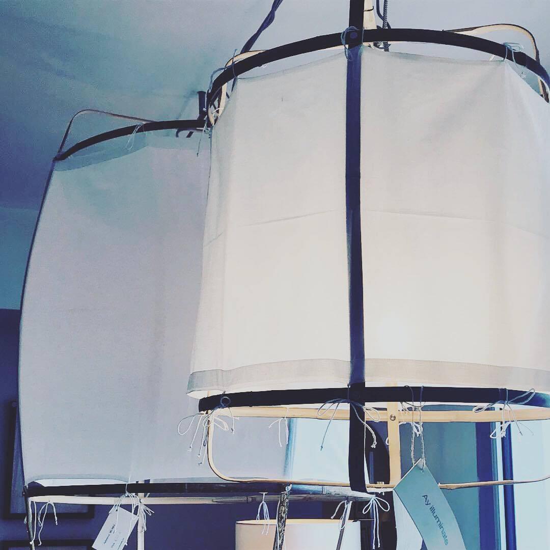 Bamboo Pendant Light | Natural Bamboo & Linen | 40cm Diameter
