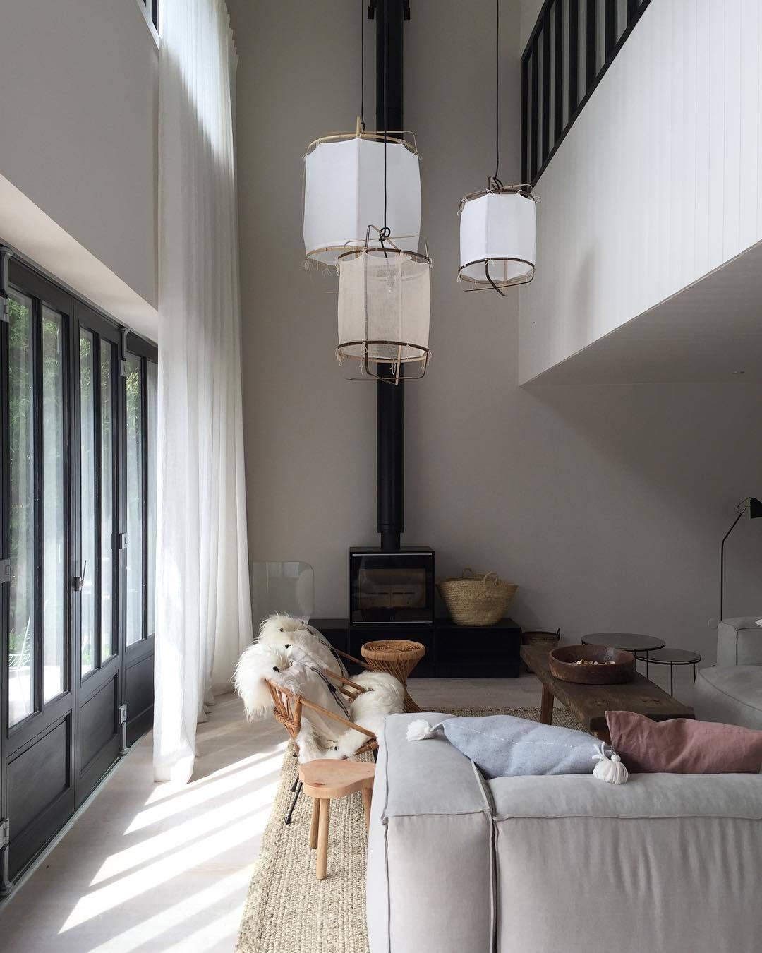 Bamboo Pendant Light | Natural Bamboo & Linen | 40cm Diameter