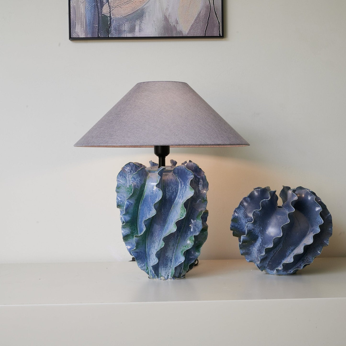Azure Wave Table Lamp | Ceramic Base | Blue