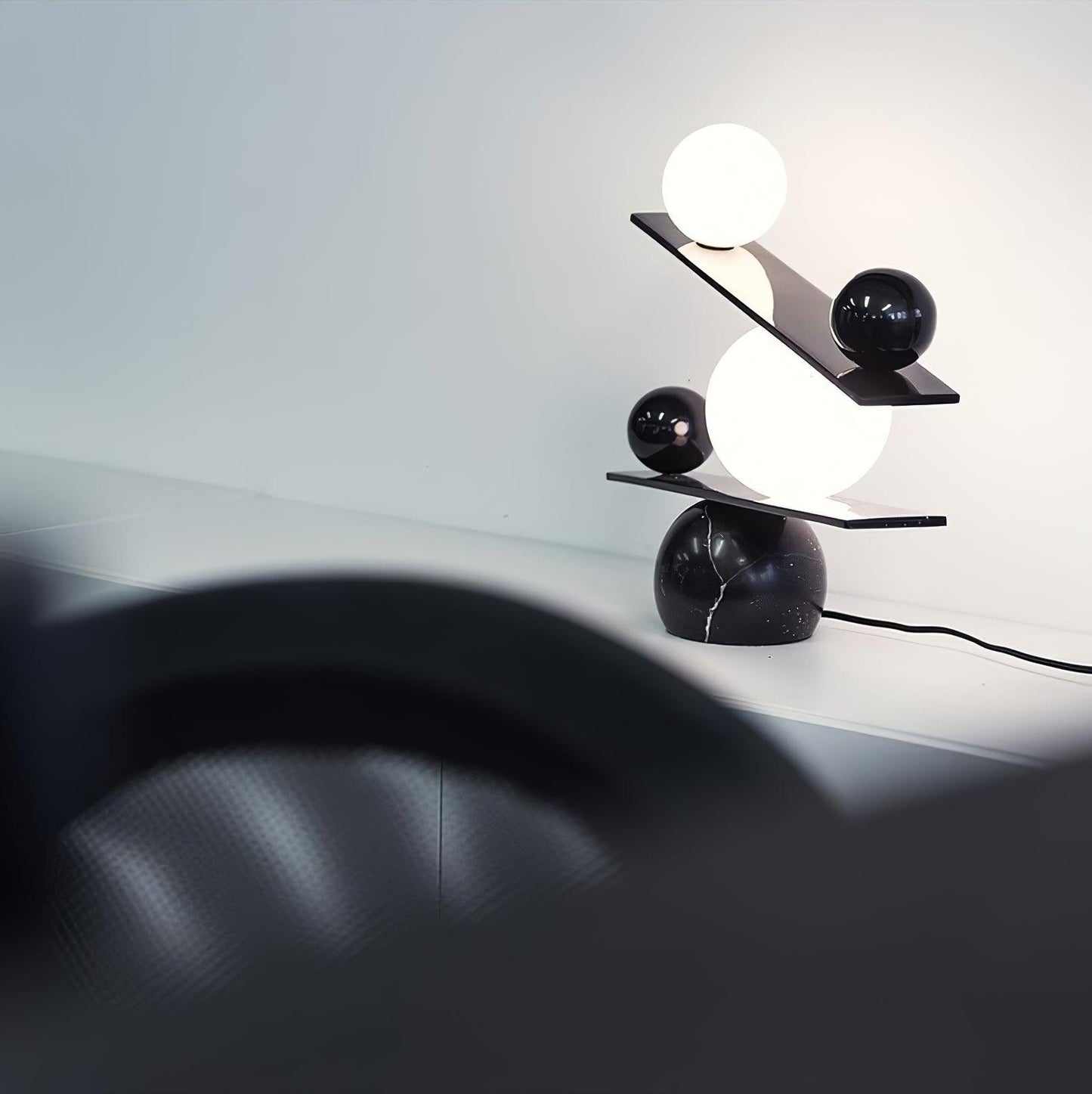 Balance Table Lamp | Marble, Glass | Black, Gold