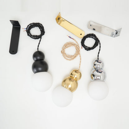 Ball Wall Light | Metal, Glass, Aluminum | Black, Gold, Chrome