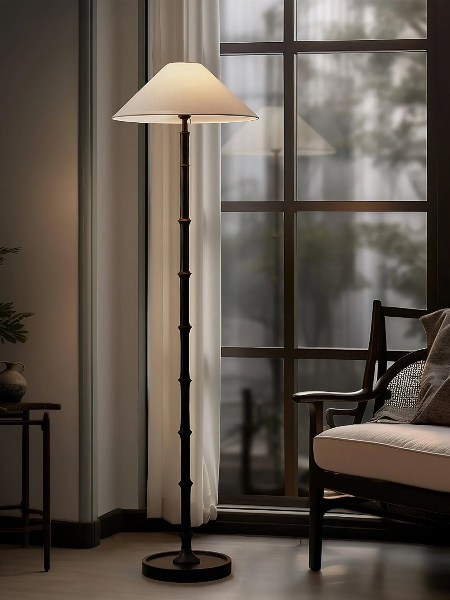 Bamboo Knot Floor Lamp | Wood & Brass | Retro Style, 150cm