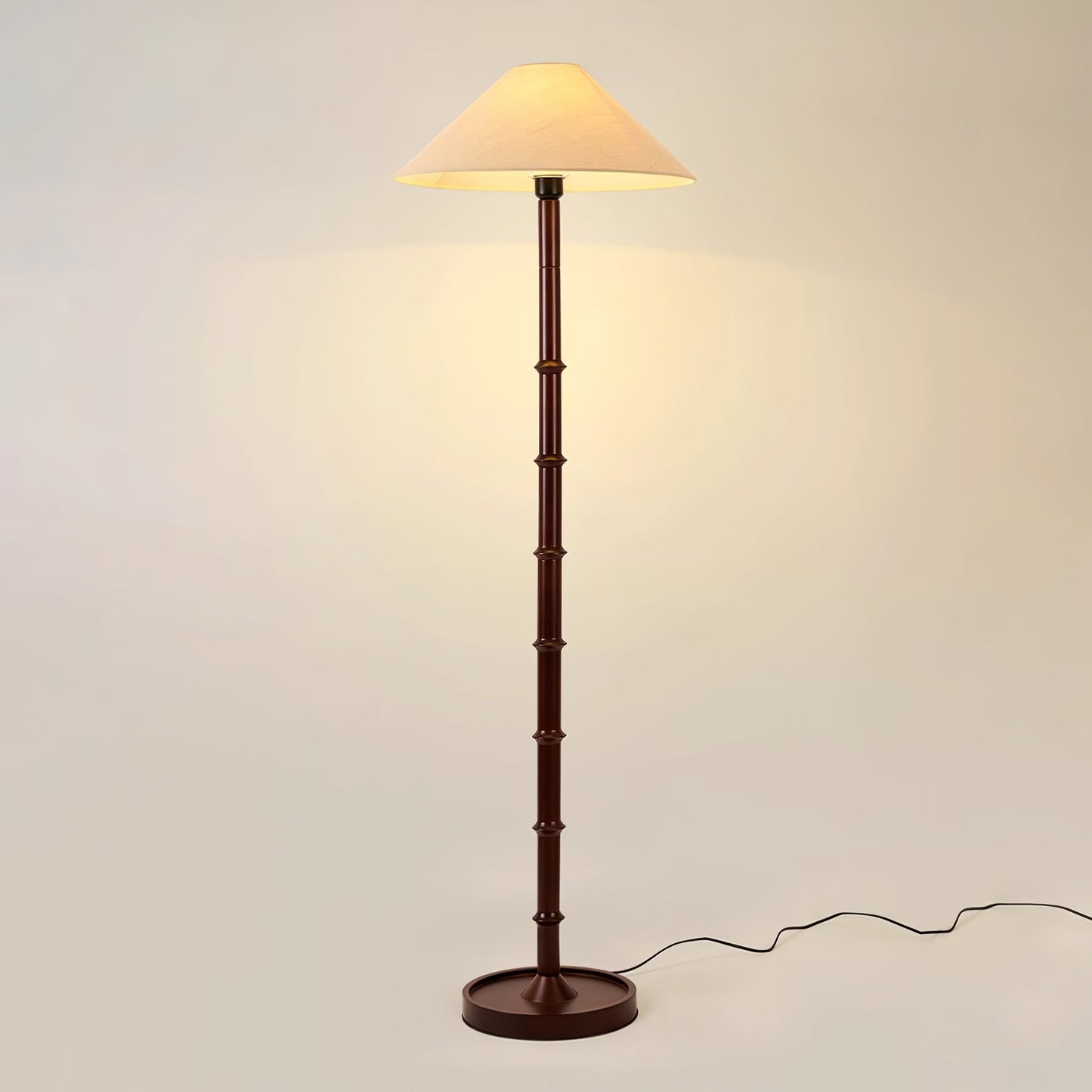 Bamboo Knot Floor Lamp | Wood & Brass | Retro Style, 150cm