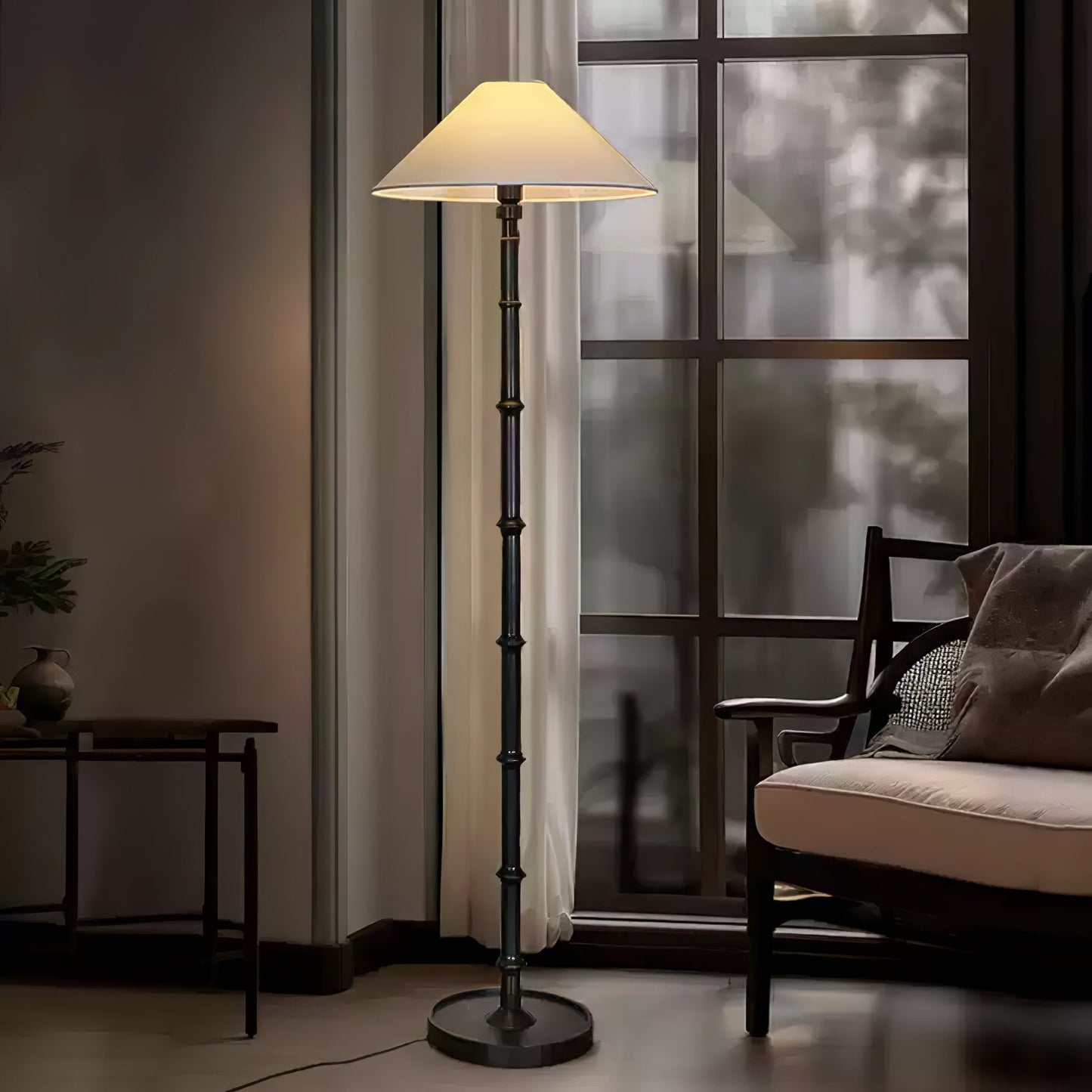 Bamboo Knot Floor Lamp | Wood & Brass | Retro Style, 150cm