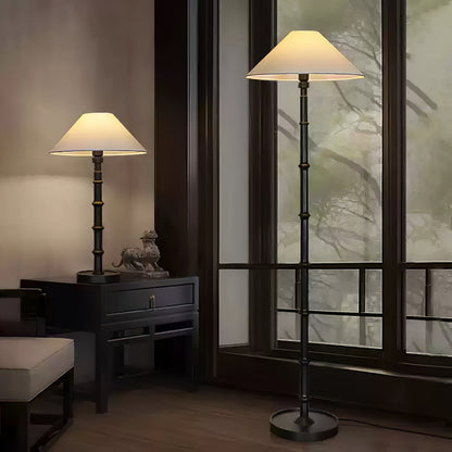 Bamboo Knot Floor Lamp | Wood & Brass | Retro Style, 150cm
